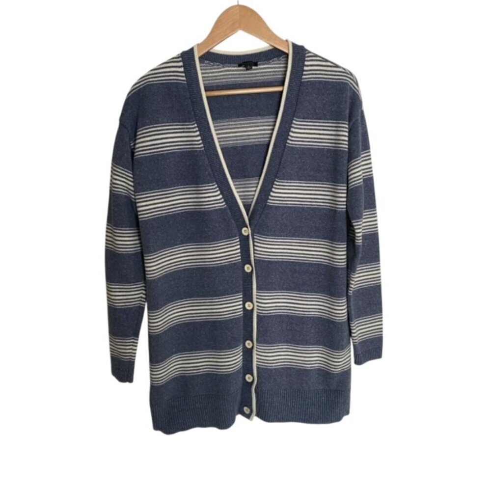 Talbots Blue & White Striped Button Front Cardigan Sweater XSmall